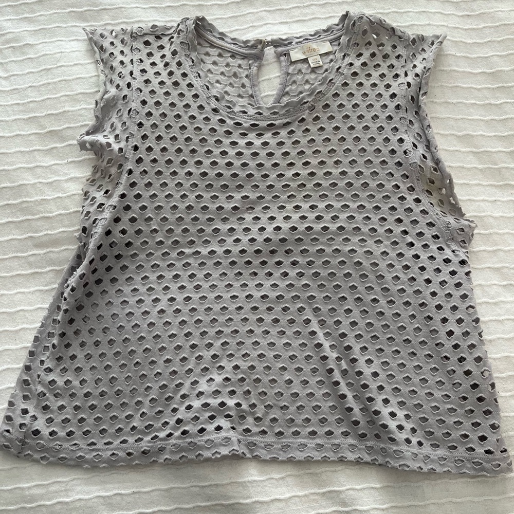 Wilfred Light Gray Eyelet Tank Top